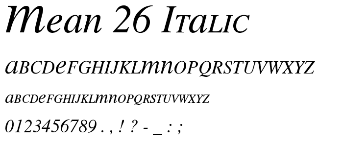MEAN 26 Italic font
